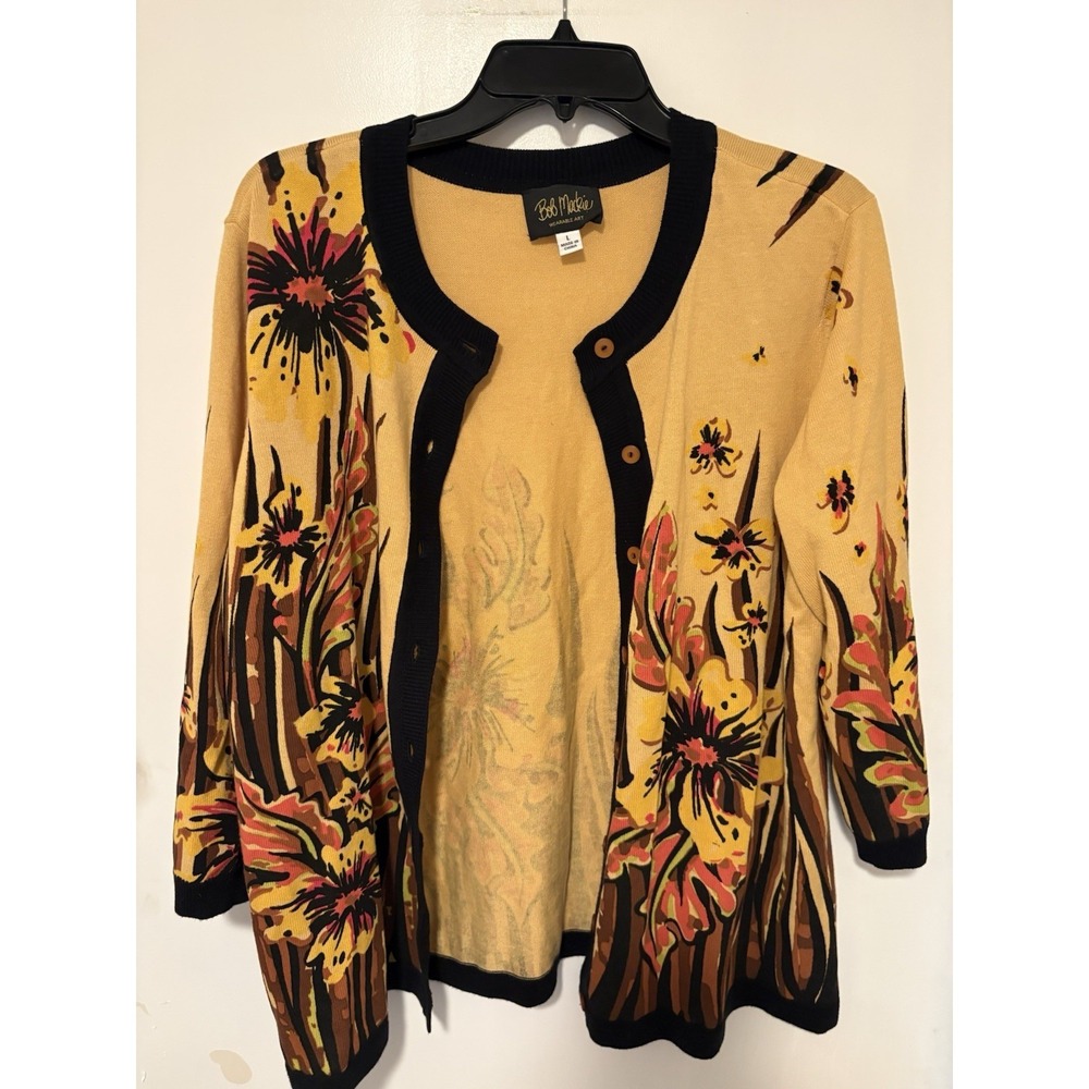 Bob Mackie vintage wearable art. Button down Cardigan Size L